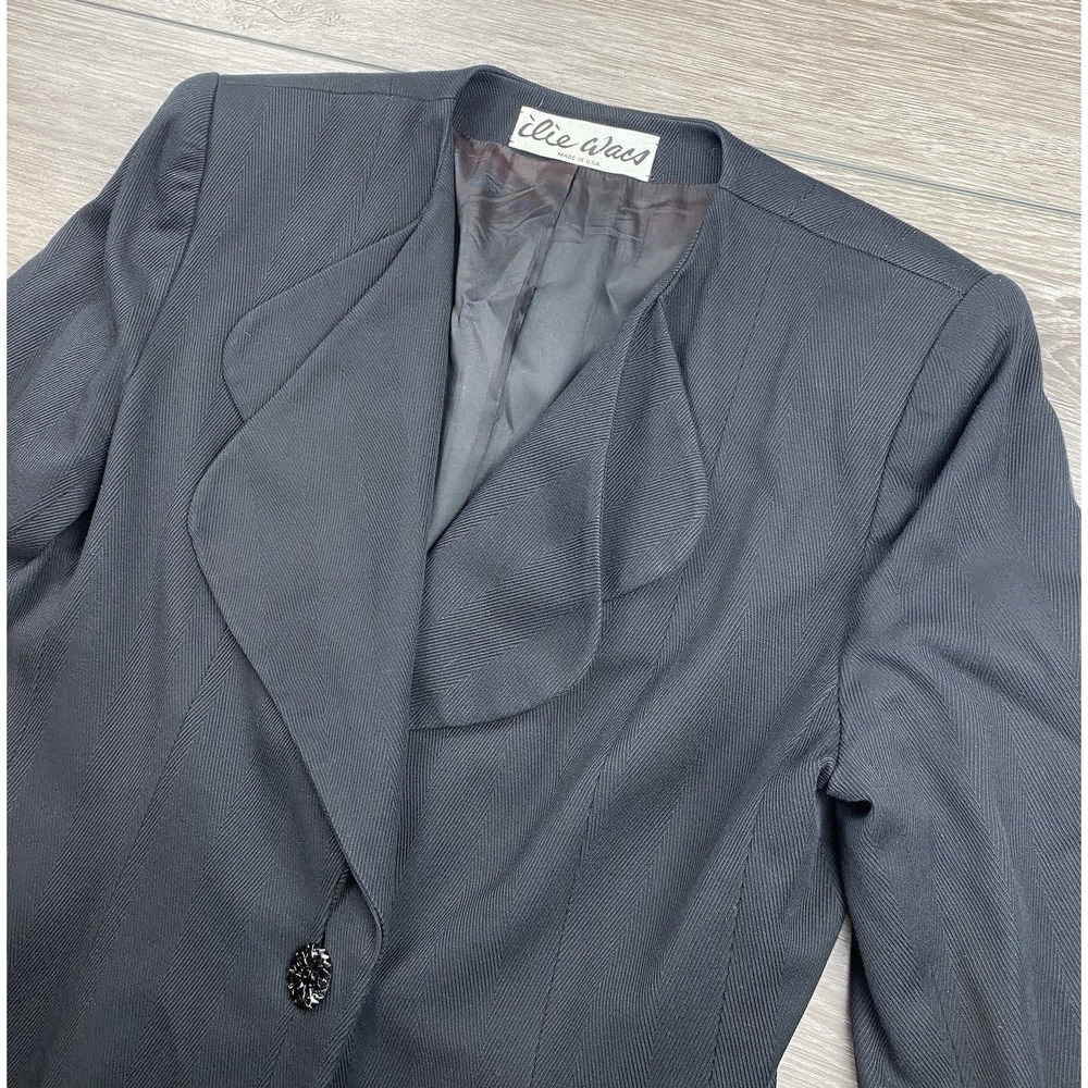 Ilie Wacs Women's Single Button Wool Blazer Black Size 10‎